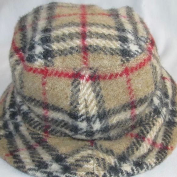 Burberry Kids 100% Wool Check Plaid Bucket Hat Youth Boys Girls Size Medium